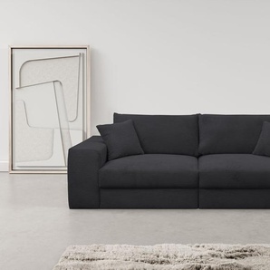 Big-Sofa WERK2 Rozzana Sofas Gr. B/H/T: 246cm x 82cm x 105cm, Cord, Cord Poso, grau (anthrazit) mit losen Rückenkissen