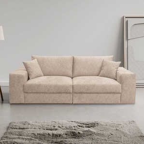 Big-Sofa WERK2 Rozzana Sofas Gr. B/H/T: 246cm x 82cm x 105cm, Plüsch, Plüsch Blur, beige mit losen Rückenkissen