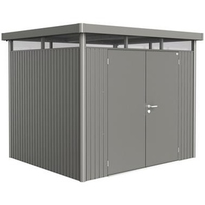 Biohort Gerätehaus HighLine 3 mit Doppeltür 275 x 235 cm Quarzgrau metallic