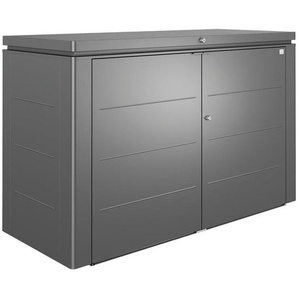 Biohort Kissenbox, Dunkelgrau, Metall, 200x127x84 cm, Qualität aus Österreich, Deckel aufklappbar, mit Türen, absperrbar, integrierte Durchlüftung, wartungsfrei, regenwasserdicht, Aufbewahrung & Schutzhüllen, Gartenboxen