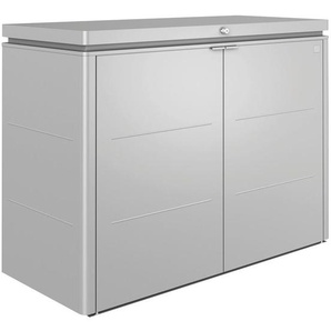 Biohort Kissenbox, Silber, Metall, 200x127x84 cm, Qualität aus Österreich, Deckel aufklappbar, mit Türen, absperrbar, integrierte Durchlüftung, wartungsfrei, regenwasserdicht, Aufbewahrung & Schutzhüllen, Gartenboxen