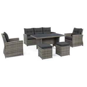 Bizzotto Dining-Loungeset, Anthrazit, Greige, Metall, Kunststoff, Textil, Füllung: Polyetherschaumkern, einzeln stellbar, 186.5x89x76 cm, rostfrei, UV-beständig, wetterbeständig, Loungemöbel, Loungemöbel-Sets