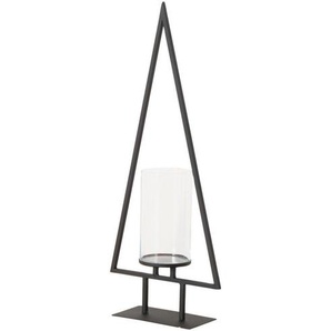 Boltze Home Windlicht, Schwarz, Metall, Glas, dreieckig, 15x98x42 cm, Made in Europe, Glaseinsatz, Dekoration, Weihnachtsdekoration, Winterdeko