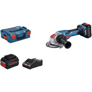 BOSCH PROFESSIONAL Akku-Winkelschleifer GWX 18V-15 C 125 mm (2x PC 8.0, L) Schleifmaschinen mit 2 Akkus und Ladegerät blau (blau, schwarz) Winkelschleifer