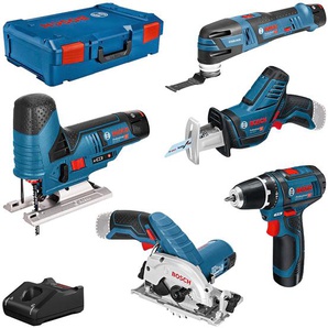 BOSCH PROFESSIONAL Elektrowerkzeug-Set Werkzeugmaschinen-Sets 11-tlg., Professional 12V Akku-System blau (baumarkt)