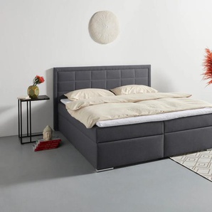 Boxbett COLLECTION AB Athena, OTTOs Choice, Topseller wahlweise mit Bettkasten Komplettbetten Gr. Struktur (100% Polyester) Holzwerkstoff mit Bettkasten, Liegefläche B/L: 180 cm x 200 cm, Gewicht bis: 150 kg H4, 7-Zonen-Taschen-Federkernmatratze, grau