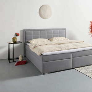 Boxbett COLLECTION AB Athena, OTTOs Choice, Topseller wahlweise mit Bettkasten Komplettbetten Gr. Struktur (100% Polyester) Holzwerkstoff mit Bettkasten, Liegefläche B/L: 180 cm x 200 cm, Gewicht bis: 150 kg H4, 7-Zonen-Taschen-Federkernmatratze, grau