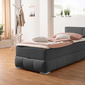 Boxbett Chelles, grau (anthrazit), B:107cm L:225cm, GUIDO MARIA KRETSCHMER HOME & LIVING, Komplettbetten, inkl. Topper und Bettkasten