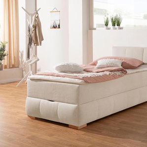 Boxbett Chelles, beige (beige, natur), B:107cm L:225cm, GUIDO MARIA KRETSCHMER HOME & LIVING, Komplettbetten, inkl. Topper und Bettkasten