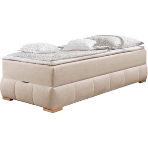 Boxbett Wehma, beige, B:104cm L:204cm, GUIDO MARIA KRETSCHMER HOME & LIVING, Komplettbetten, ohne Kopfteil, inklusive Topper und Bettkasten