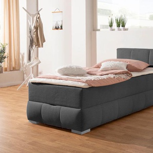 Boxbett Chelles, grau (anthrazit), B:107cm L:225cm, GUIDO MARIA KRETSCHMER HOME & LIVING, Komplettbetten, inkl. Topper und Bettkasten