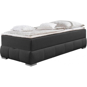 Boxbett Wehma, grau (anthrazit), B:104cm L:204cm, GUIDO MARIA KRETSCHMER HOME & LIVING, Komplettbetten, ohne Kopfteil, inklusive Topper und Bettkasten