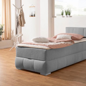 Boxbett Chelles, grau, B:107cm L:225cm, GUIDO MARIA KRETSCHMER HOME & LIVING, Komplettbetten, inkl. Topper und Bettkasten