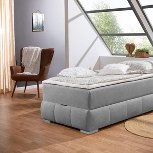 Boxbett Wehma, grau, B:104cm L:204cm, GUIDO MARIA KRETSCHMER HOME & LIVING, Komplettbetten, ohne Kopfteil, inklusive Topper und Bettkasten