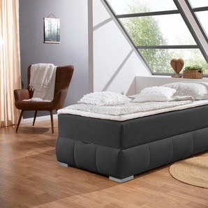 Boxbett Wehma, grau (anthrazit), B:104cm L:204cm, GUIDO MARIA KRETSCHMER HOME & LIVING, Komplettbetten, ohne Kopfteil, inklusive Topper und Bettkasten