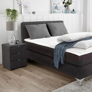 Boxbett JOCKENHÖFER GRUPPE Elfie OTTOs Choice Topseller, inkl. Topper, grau (dunkelgrau 485, 09), B:148cm L:209cm, Bezug Bett: Microfaser (100% Polyester), Topper und Matratzenspiegel: 100% Polyester, Komplettbetten, Boxspringbett, erhältlich in den