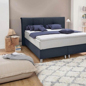 Boxspringbett ADA TRENDLINE Fara Komplettbetten Gr. Struktur grob NTBO, Liegefläche B/L: 100 cm x 200 cm, Gewicht bis: 80 kg H2, 5-Zonen-Tonnentaschen-Federkernmatratze, blau (dunkelblau ntbo 66) Boxspringbett Boxspringbetten ohne Bettkasten mit