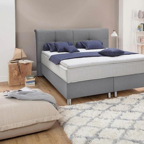 Boxspringbett ADA TRENDLINE Fara Komplettbetten Gr. Struktur grob NTBO, Liegefläche B/L: 120 cm x 200 cm, Gewicht bis: 100 kg H3, 5-Zonen-Tonnentaschen-Federkernmatratze, grau (hellgrau ntbo 18) Boxspringbett Boxspringbetten ohne Bettkasten mit getuftetem