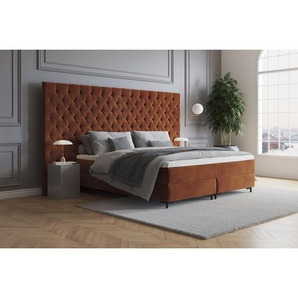 Echtes Boxspringbett Ajala mit Premium Visco Topper, mit Samtstoff bezogen