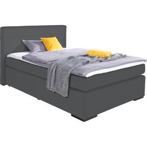 Boxspringbett ALINA Nikki Komplettbetten Gr. Kunstleder TLS, Liegefläche B/L: 140 cm x 200 cm, Gewicht bis: 100 kg H3, Bonnell-Federkernmatratze, grau (grau tls 39) Boxspringbett inklusive Matratze und Topper, Füße schwarz