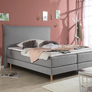 Boxspringbett ANDAS Kiruna Komplettbetten Gr. Struktur fein, Liegefläche B/L: 100 cm x 200 cm Betthöhe: 50 cm, Gewicht bis: 80 kg H2, 7-Zonen-Taschen-Federkernmatratze, grau Boxspringbett in 4 Breiten, 3 Matratzenarten, bis zu Härtegrade, incl. Topper