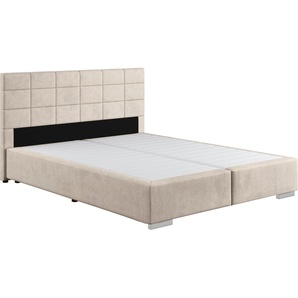 Boxspringbett COTTA Simba Komplettbetten Gr. Struktur fein Polyester ohne Matratze, Liegefläche B/L: 160cm x 200cm Betthöhe: 55cm, kein Härtegrad, ohne Matratze, grau (platinum) wahlweise mit oder ohne Matratze und Topper bestellbar