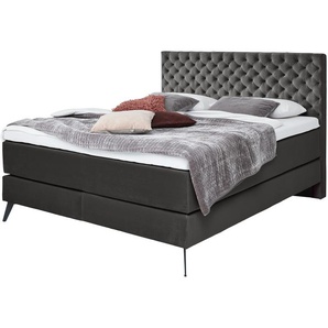 Boxspringbett  Cumberland ¦ grau ¦ Maße (cm): B: 202 H: 130 T: 211