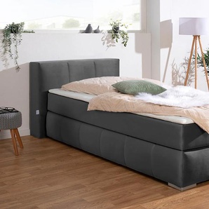 Boxspringbett Chelles, grau (schiefer), B:107cm L:225cm, Samtoptik (100% Polyester), Bezug der Spiegelfläche Matratzendrell aus 100% Polyester, Struktur fein 100% Polyester), GUIDO MARIA KRETSCHMER HOME & LIVING, Komplettbetten, Boxspringbett, inkl.