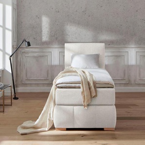 Boxspringbett Wehma, beige (natur), B:110cm L:213cm, Struktur fein (100% Polyester), GUIDO MARIA KRETSCHMER HOME & LIVING, Komplettbetten, Boxspringbett, inkl. Topper in 3 verschiedenen Matratzen, auch in Samtstoff