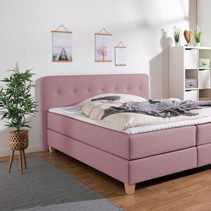 Boxspringbett HOME AFFAIRE Fargo Komplettbetten Gr. Struktur fein, Liegefläche B/L: 180cm x 200cm Betthöhe: 50cm, H2, Bonnell-Federkernmatratze, lila (flieder) inkl. Topper, in 3 Matratzenarten, Samt- oder Strukturstoff