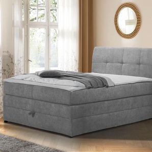 Boxspringbett HOME AFFAIRE Finja Komplettbetten Gr. Velourstoff fein Polyester, Liegefläche B/L: 120cm x 200cm Betthöhe: 63,5cm, Gewicht bis: 100 kg H3, Bonnell-Federkernmatratze, silberfarben (silber) Boxspringbett besonders komfortable Liegehöhe, mit