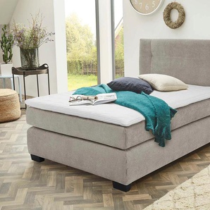 Boxspringbett JOCKENHÖFER GRUPPE Family, inklusive 7-Zonen-TTFK-Matratzen und Kaltschaumtopper, beige (beige 403, 07), B:130cm L:213cm, Bezug Bett: Microfaser (100% Polyester), Topper und Matratzenspiegel: 100% Polyester, Komplettbetten, Boxspringbett,