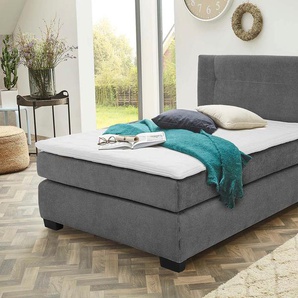 Boxspringbett JOCKENHÖFER GRUPPE Family, inklusive 7-Zonen-TTFK-Matratzen und Kaltschaumtopper, grau (grau 403, 19), B:130cm L:213cm, Bezug Bett: Microfaser (100% Polyester), Topper und Matratzenspiegel: 100% Polyester, Komplettbetten, Boxspringbett,