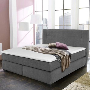 Boxspringbett JOCKENHÖFER GRUPPE Family, inklusive 7-Zonen-TTFK-Matratzen und Kaltschaumtopper, grau (grau 403, 19), B:190cm L:213cm, Bezug Bett: Microfaser (100% Polyester), Topper und Matratzenspiegel: 100% Polyester, Komplettbetten, Boxspringbett,