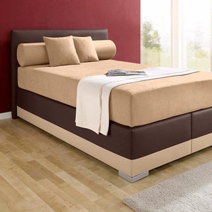 Boxspringbett MAINTAL Lago Komplettbetten Gr. Kunstleder, Liegefläche B/L: 140cm x 200cm, Gewicht bis: 100 kg H3, 7-Zonen-Kaltschaummatratze, braun (cappucinofb.-braun) Boxspringbett in 3 verschiedenen Matratzenarten, H2 oder H3