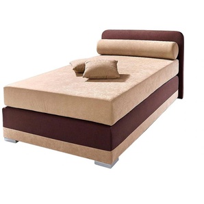 Boxspringbett MAINTAL Lago Komplettbetten Gr. Microvelours, Liegefläche B/L: 140 cm x 200 cm, Gewicht bis: 120 kg H4, 7-Zonen-Tonnentaschen-Federkernmatratze, braun (cappucinofarben, braun) Boxspringbett Boxspringbetten ohne Bettkasten in 3 verschiedenen