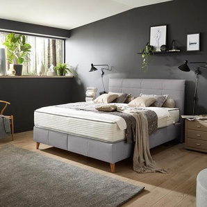 Boxspringbett »Milla« - grau - Massivholz -