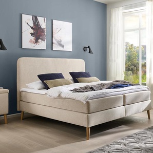 Domo Boxspringbett mit festem Kopfteil - beige -