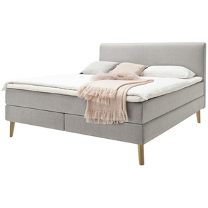 Boxspringbett  Oxfordshire ¦ grau ¦ Maße (cm): B: 163 H: 114 T: 213