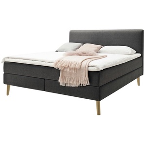 Boxspringbett  Oxfordshire ¦ grau ¦ Maße (cm): B: 163 H: 114 T: 213