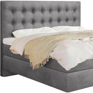 Boxspringbett SCHLARAFFIA Everton Komplettbetten Gr. Material, Liegefläche B/L: 120 cm x 200 cm, H3, 7-Zonen-Tonnentaschen-Federkernmatratze, grau (steel) Boxspringbett Boxspringbetten ohne Bettkasten inklusive GELTEX Next Topper, Fuß in Schwebeoptik