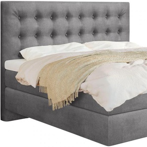 Boxspringbett SCHLARAFFIA Everton Komplettbetten Gr. Material, Liegefläche B/L: 160 cm x 200 cm, H3 + H4, 7-Zonen-Tonnentaschen-Federkernmatratze, grau (steel) Boxspringbett Boxspringbetten ohne Bettkasten inklusive GELTEX Next Topper, Fuß in Schwebeoptik