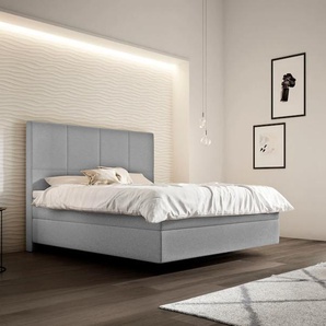 Boxspringbett SCHLARAFFIA Saga Komplettbetten Gr. Webstoff FUTURE, Liegefläche B/L: 140 cm x 200 cm, H3, 7-Zonen-Tonnentaschen-Federkernmatratze, grau (steel) Boxspringbett Boxspringbetten ohne Bettkasten mit BULTEX inklusive Topper in Schwebeoptik,