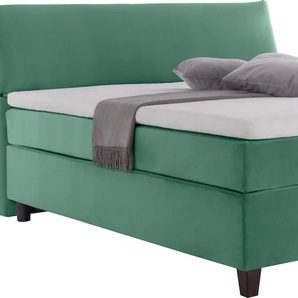 Boxspringbett TOM TAILOR HOME COLOR BOX Komplettbetten Gr. Samtstoff TSV ohne TOM TAILOR Print, Liegefläche B/L: 160 cm x 200 cm, Gewicht bis: 100 kg H3, 5-Zonen-Tonnentaschen-Federkernmatratze, grün (pond tsv 616) Boxspringbett Boxspringbetten ohne