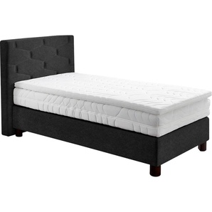 Boxspringbett WESTFALIA SCHLAFKOMFORT Komplettbetten Gr. Feinstruktur Kaltschaum-Topper, Liegefläche B/L: 120cm x 200cm, Gewicht bis: 100 kg H3, 5-Zonen-Taschen-Federkernmatratze, grau (charcoal) Boxspringbett wahlweise mit Topper