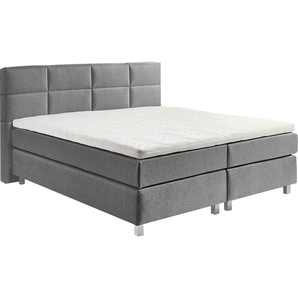 Boxspringbett WESTFALIA SCHLAFKOMFORT Komplettbetten Gr. Feinstruktur Ohne Topper, Liegefläche B/L: 180cm x 200cm, Gewicht bis: 80 kg H2, 7-Zonen-Kaltschaummatratze, grau Boxspringbett wahlweise mit Kaltschaum-Topper