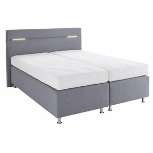 Boxspringbett WESTFALIA SCHLAFKOMFORT Komplettbetten Gr. mit LED-Beleuchtung, Liegefläche B/L: 160cm x 200cm, H2, Bonnell-Federkernmatratze, grau (strukturstoff grau) Boxspringbett Komplettbetten wahlweise mit LED-Beleuchtung