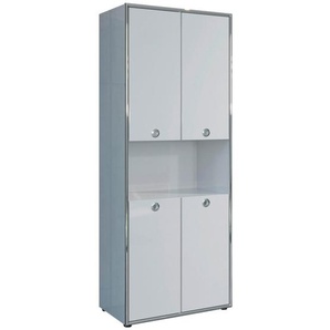 Boxxx Aktenschrank, Chrom, Hellgrau, Holzwerkstoff, 2 Fächer, 76x192x37 cm, FSC Mix, Beimöbel erhältlich, Arbeitszimmer, Aktenschränke