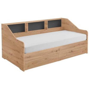 Boxxx Ausziehbett, Dunkelgrau, Eiche Artisan, Holzwerkstoff, Buche, vollmassiv, 3 Fächer, 90-180x200 cm, Lattenrost, in verschiedenen Holzdekoren erhältlich, Kinder- & Jugendzimmer, Kindermöbel, Kinderbetten, Funktionsbetten