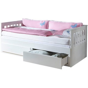 Boxxx Ausziehbett, Weiß, Holz, Buche, massiv, 90-180x200 cm, mit Schubkästen, Kinder- & Jugendzimmer, Kindermöbel, Kinderbetten, Ausziehbetten